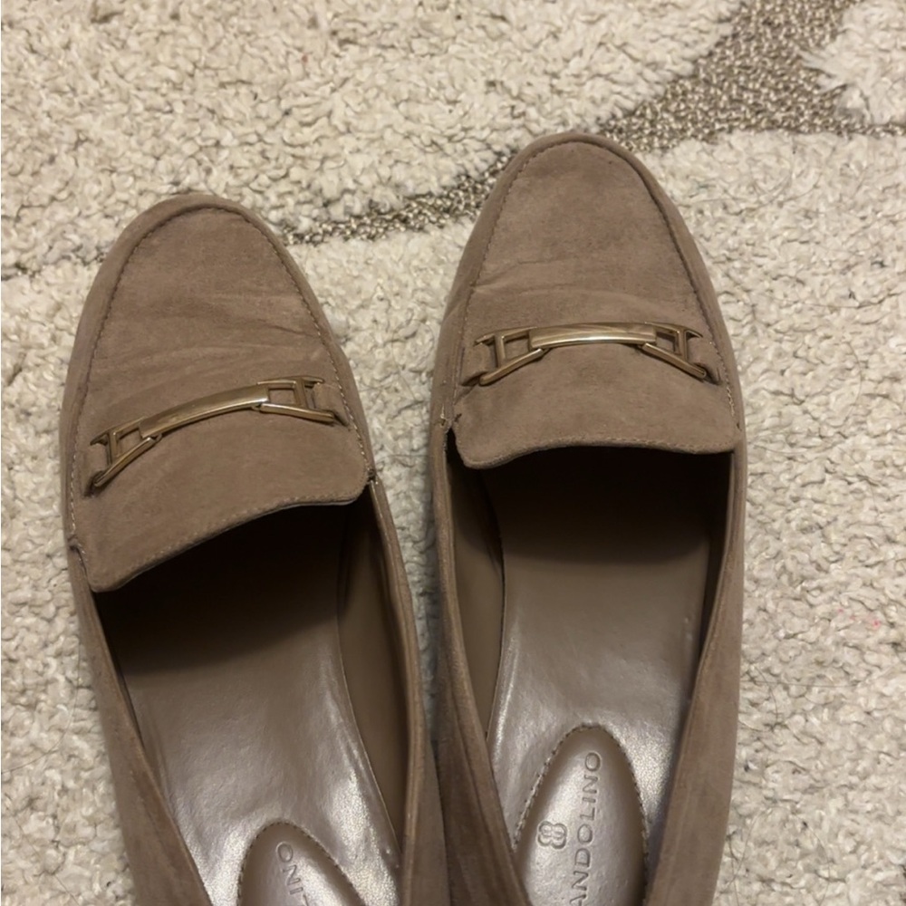 Bandolino Taupe Loafers with Gold Accent